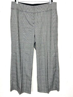 Lane Bryant The Allie Pants Plaid Glen Check Black White Blue 20 Regular 2X